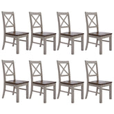 Erica X-Back Dining Chair Set of 8 Solid Acacia Timber Wood Hampton Brown White