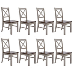 Erica X-Back Dining Chair Set of 8 Solid Acacia Timber Wood Hampton Brown White