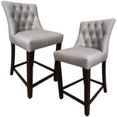 Florence 2pc High Fabric Dining Chair Bar Stool French Provincial Solid Timber