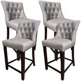 Florence 4pc High Fabric Dining Chair Bar Stool French Provincial Solid Timber