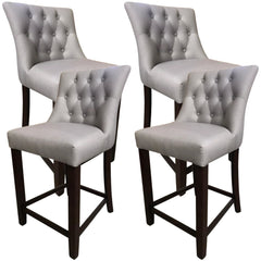 Florence 4pc High Fabric Dining Chair Bar Stool French Provincial Solid Timber