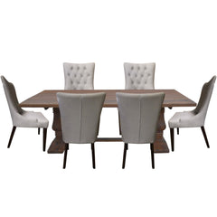 Florence 7pc Dining Table Set 180cm with 6 Fabric Chair French Provincial