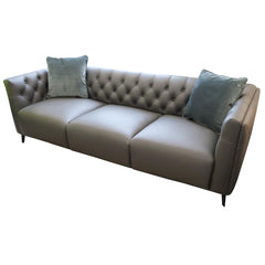 Luxe Genuine Forli Leather Sofa 3.5 Seater Upholstered Lounge Couch - Dark Grey.