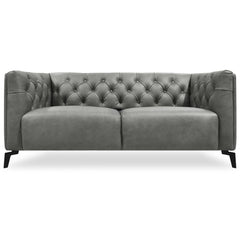 Luxe Genuine Forli Leather Sofa 2.5 Seater Upholstered Lounge Couch - Dark Grey.