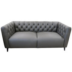 Luxe Genuine Forli Leather Sofa 2.5 Seater Upholstered Lounge Couch - Dark Grey.