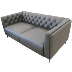 Luxe Genuine Forli Leather Sofa 2.5 Seater Upholstered Lounge Couch - Dark Grey.