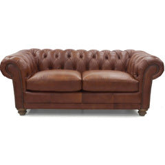 Sonny 2.5 Seater Genuine Leather Sofa Chestfield Lounge Couch - Butterscotch.