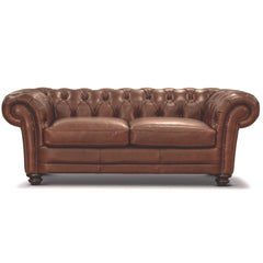 Sonny 3+2.5+1 Seater Genuine Leather Sofa Chestfield Lounge Couch - Butterscotch.