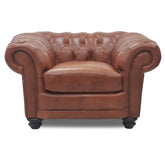 Sonny 1 Seater Genuine Leather Sofa Chestfield Lounge Couch - Butterscotch.