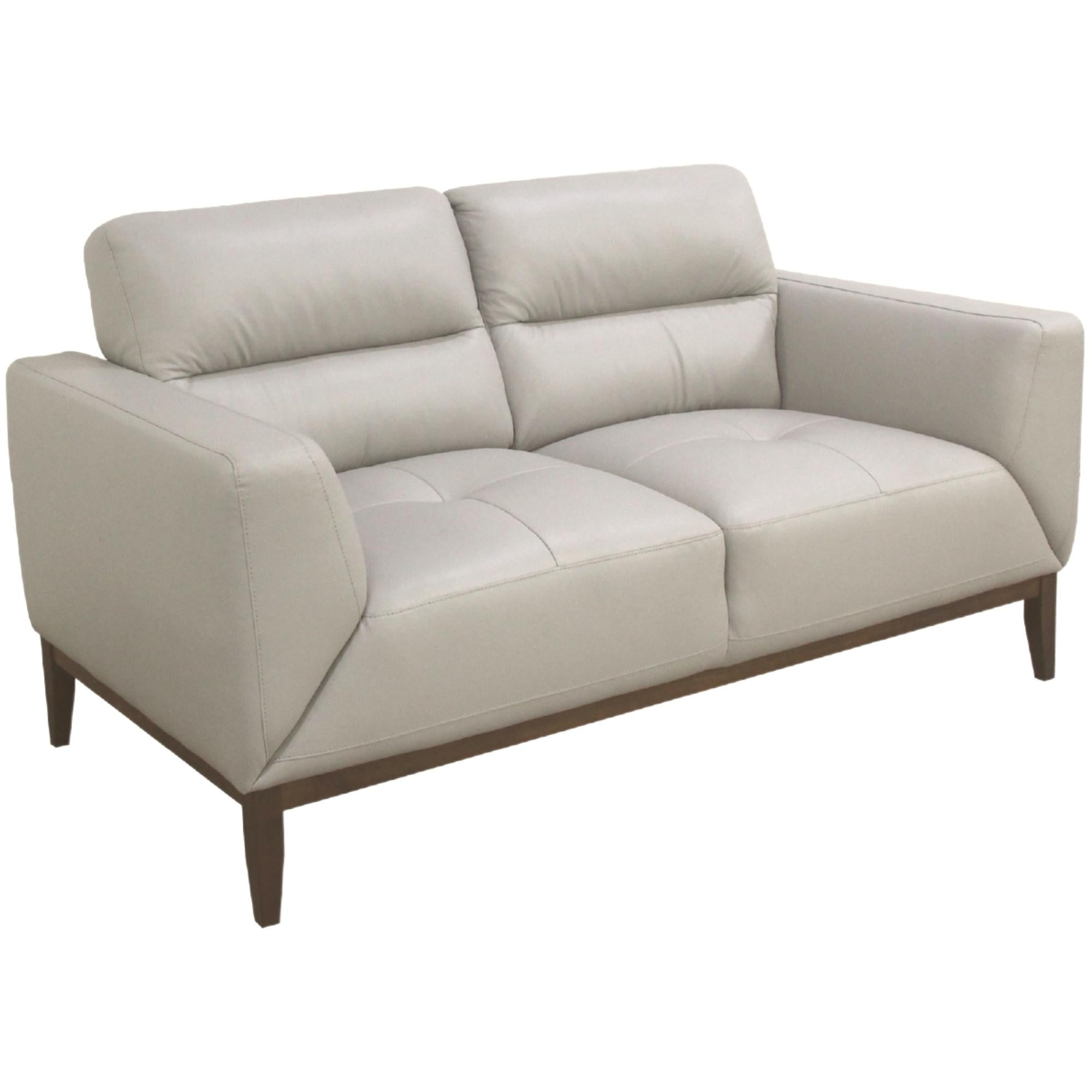 Downy Genuine Leather Sofa 2 Seater Upholstered Lounge Couch - Silver.