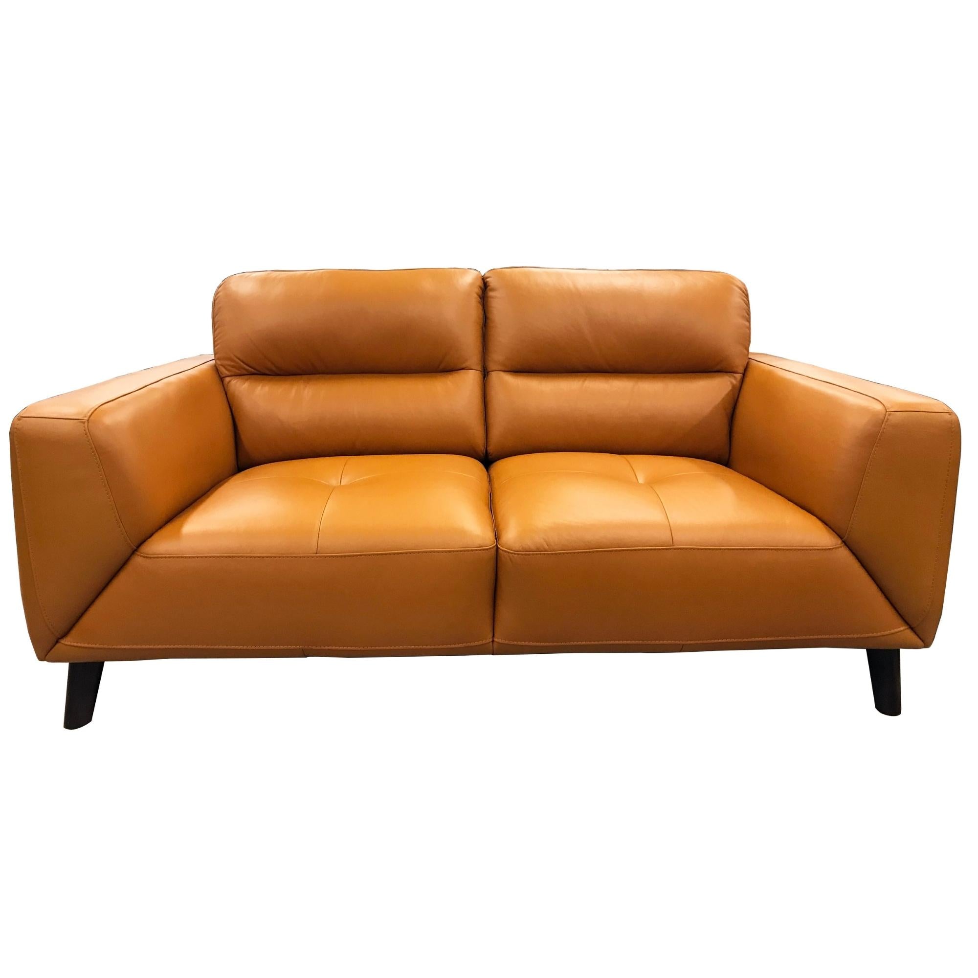 Downy Genuine Leather Sofa 2 Seater Upholstered Lounge Couch - Tangerine.