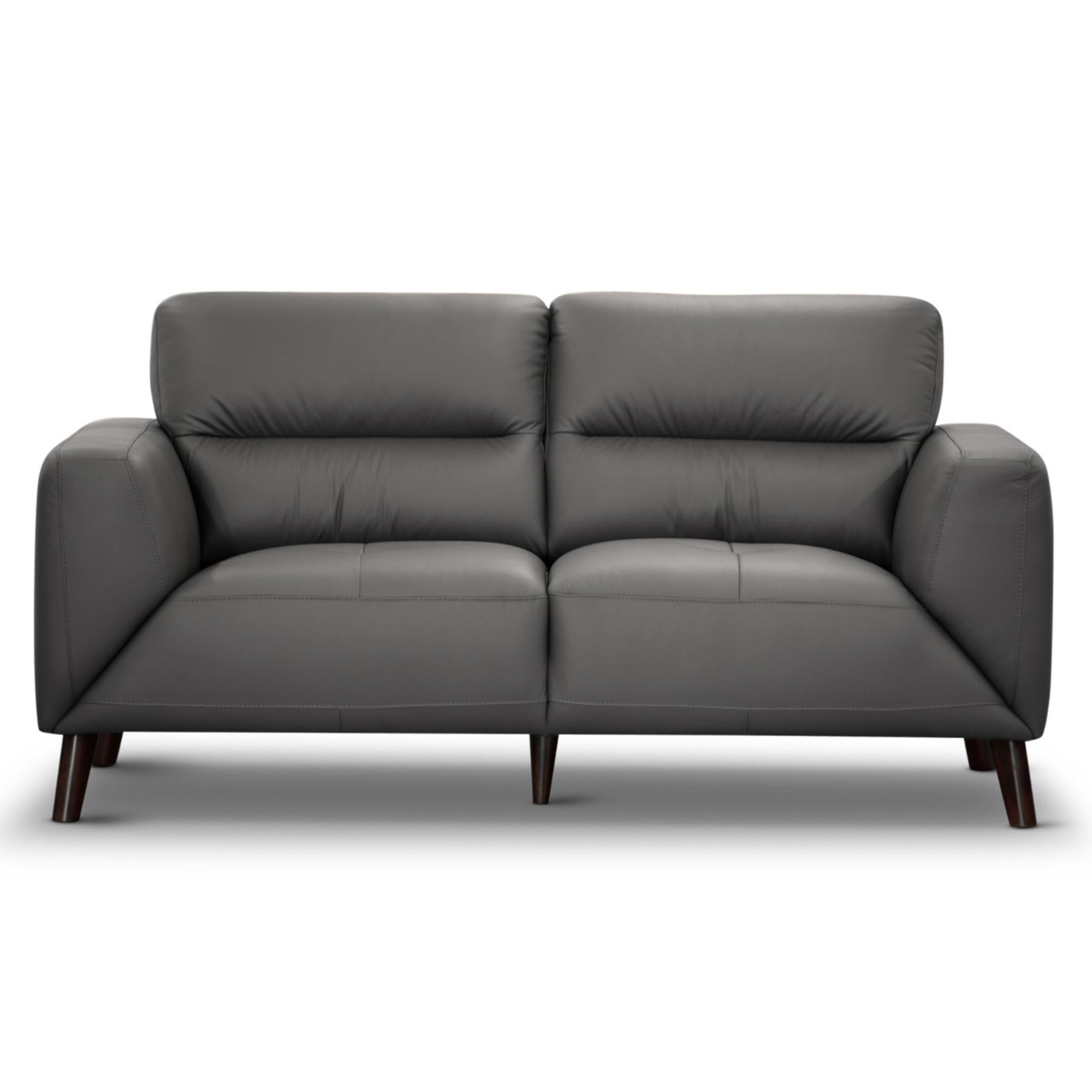 Downy Genuine Leather Sofa 2 Seater Upholstered Lounge Couch - Gunmetal.