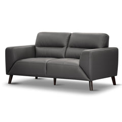 Downy Genuine Leather Sofa 2 Seater Upholstered Lounge Couch - Gunmetal.
