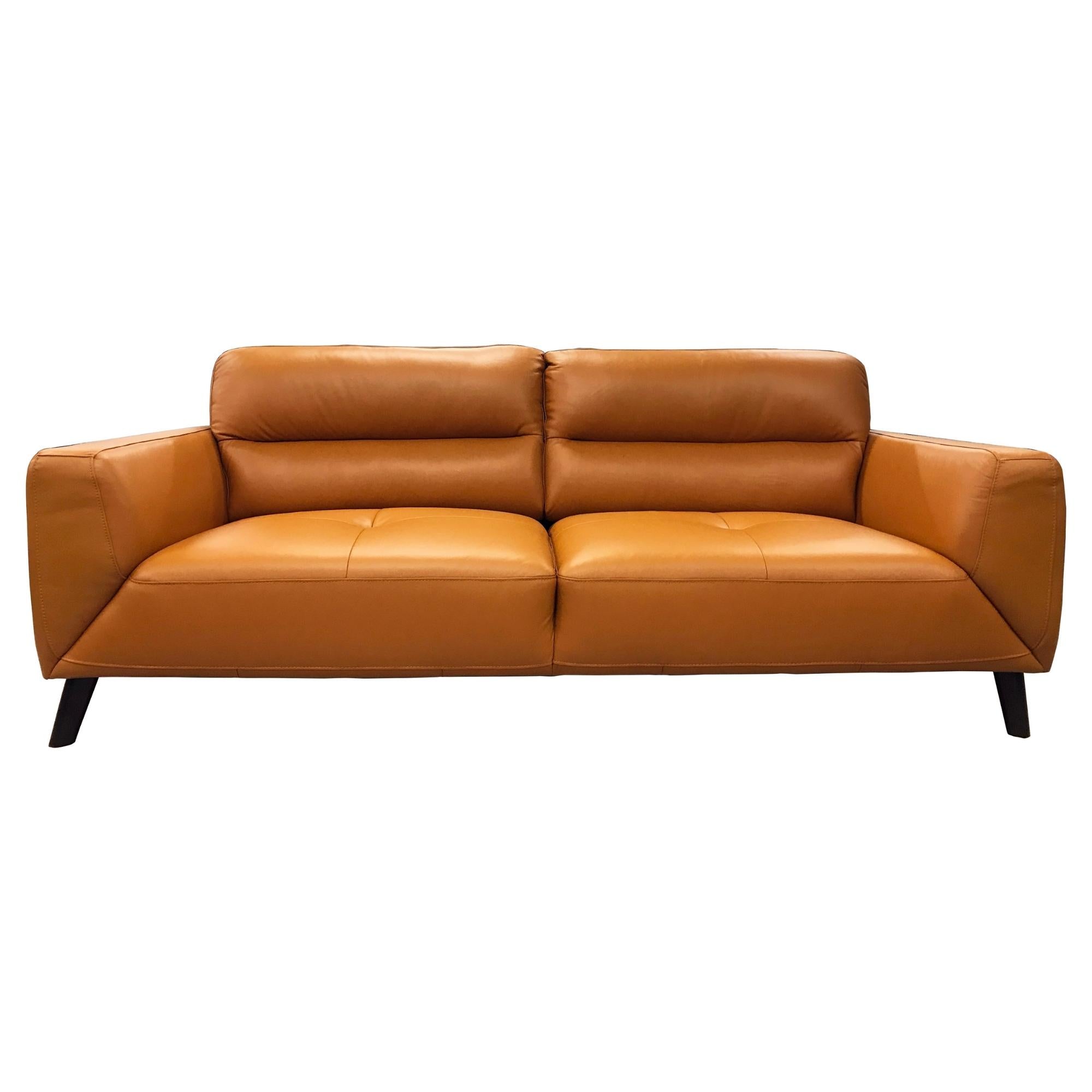Downy Genuine Leather Sofa 3 Seater Upholstered Lounge Couch - Tangerine.
