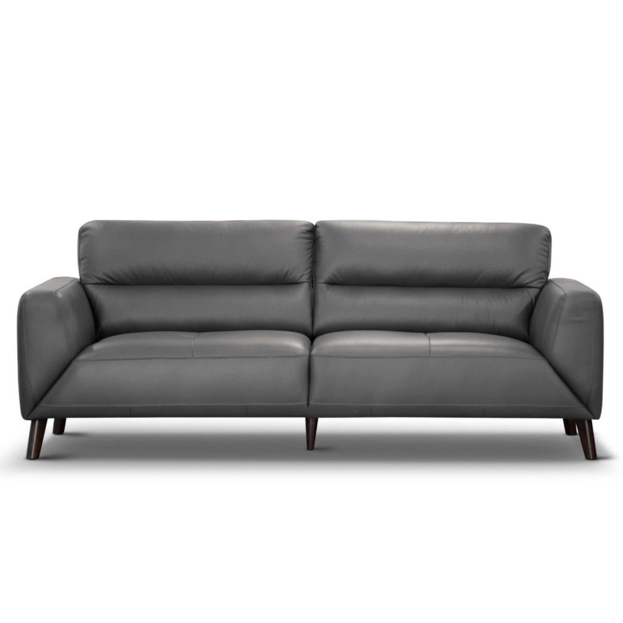 Downy Genuine Leather Sofa 3 Seater Upholstered Lounge Couch - Gunmetal.