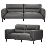 Downy Genuine Leather Sofa Set 3 + 2 Seater Upholstered Lounge Couch - Gunmetal.