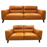 Downy Genuine Leather Sofa Set 3 + 2 Seater Upholstered Lounge Couch Tangerine.