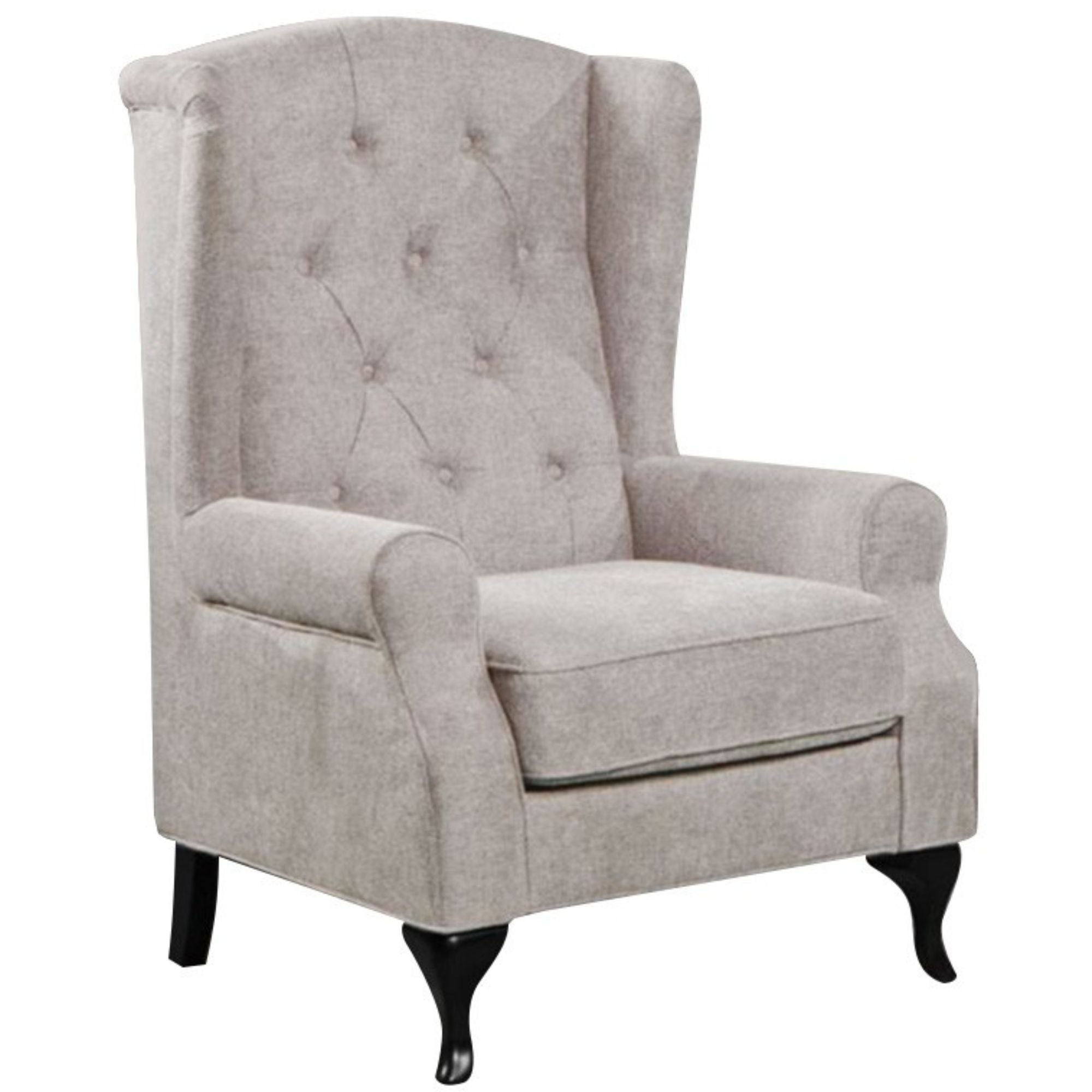 Mellowly Wing Back Chair Sofa Chesterfield Armchair Fabric Uplholstered - Beige.