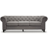 Mellowly 3 Seater Sofa Fabric Uplholstered Chesterfield Lounge Couch - Grey.