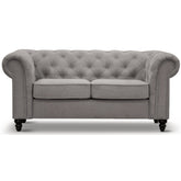 Mellowly 2 Seater Sofa Fabric Uplholstered Chesterfield Lounge Couch - Grey.