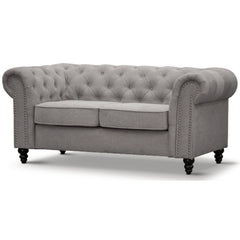 Mellowly 2 Seater Sofa Fabric Uplholstered Chesterfield Lounge Couch - Grey.