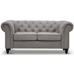 Mellowly 3 + 2 Seater Sofa Fabric Uplholstered Chesterfield Lounge Couch - Grey.