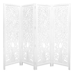 Life Dig 4 Panel Room Divider Screen Privacy Shoji Timber Wood Stand - White