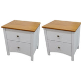 Lobelia Bedside 2pc Bedroom Set Drawers Nightstand Storage Cabinet - White