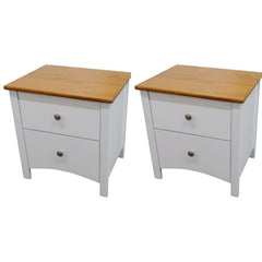 Lobelia Bedside 2pc Bedroom Set Drawers Nightstand Storage Cabinet - White