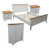 Lobelia 4pc Double Bed Suite Bedside Tallboy Bedroom Furniture Package - White