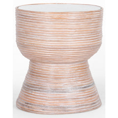 Clover Rattan Round Side Coffee Sofa End Table 46cm with Glass Top - Whitewash