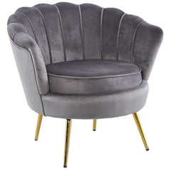 Bloomer Velvet Fabric Accent Sofa Love Chair - Grey.