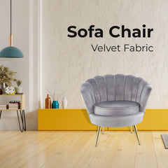 Bloomer Velvet Fabric Accent Sofa Love Chair - Grey.