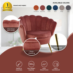 Bloomer Velvet Fabric Accent Sofa Love Chair - Rose Pink.