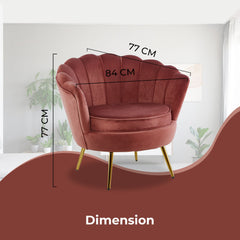 Bloomer Velvet Fabric Accent Sofa Love Chair - Rose Pink.