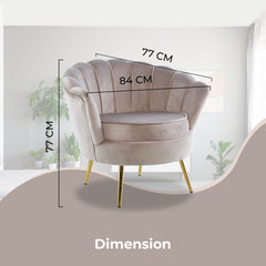 Bloomer Velvet Fabric Accent Sofa Love Chair - Beige.