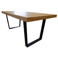 Petunia Dining Table 180cm Elm Timber Wood Black Metal Leg - Natural