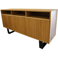 Petunia Buffet Table 160cm 3 Door 3 Niche Elm Timber Wood Metal Leg - Natural