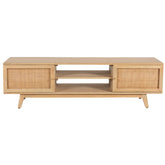 Olearia ETU Entertainment TV Unit 150cm Solid Mango Wood Rattan 2 Door Natural