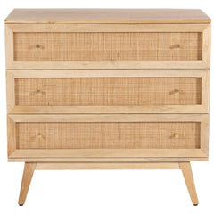 Olearia Storage Cabinet Buffet Chest of 3 Drawer Mango Wood Rattan Natural