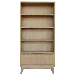 Grevillea Bookshelf Bookcase 4 Tier Drawers Solid Acacia Timber Wood - Brown