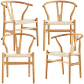 Anemone Set of 4 Wishbone Dining Chair Beech Timber Replica Hans Wenger Natural