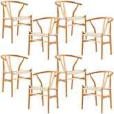 Anemone Set of 8 Wishbone Dining Chair Beech Timber Replica Hans Wenger Natural