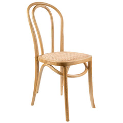 Azalea Arched Back Dining Chair Set of 6 Solid Elm Timber Wood Rattan Seat - Oak