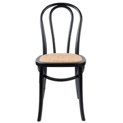 Azalea Arched Back Dining Chair 8 Set Solid Elm Timber Wood Rattan Seat - Black