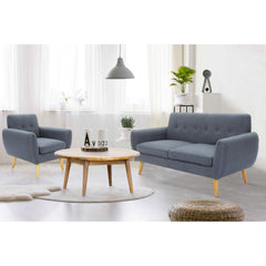 Dane 3 + 1 + 1 Seater Fabric Upholstered Sofa Armchair Lounge Couch - Dark Grey.