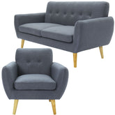 Dane 3 + 1 Seater Fabric Upholstered Sofa Armchair Lounge Couch - Dark Grey.