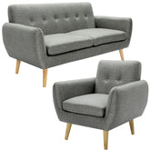 Dane 3 + 1 Seater Fabric Upholstered Sofa Armchair Lounge Couch - Mid Grey.