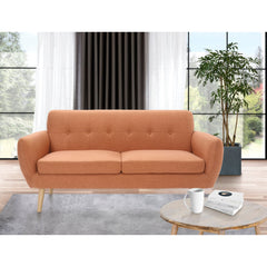 Dane 3 Seater Fabric Upholstered Sofa Lounge Couch - Orange.