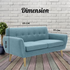 Dane 3 + 1 + 1 Seater Fabric Upholstered Sofa Armchair Lounge Couch - Blue.